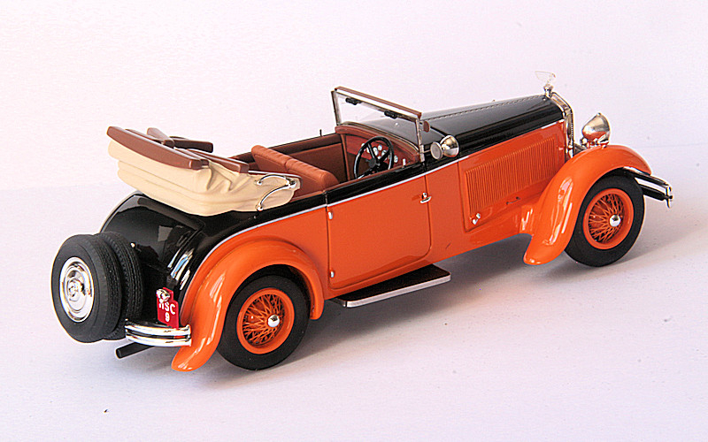 EVR212o Delage D8S Figoni 1/43 Maharaja de Holkar 1930 ouverte, couleur orange.